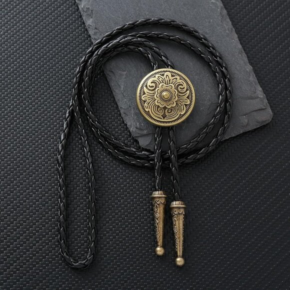 Native American Bolo Tie Rodeo Cowboy Leather Necktie Western Necklace Costume A - Picture 5 of 9